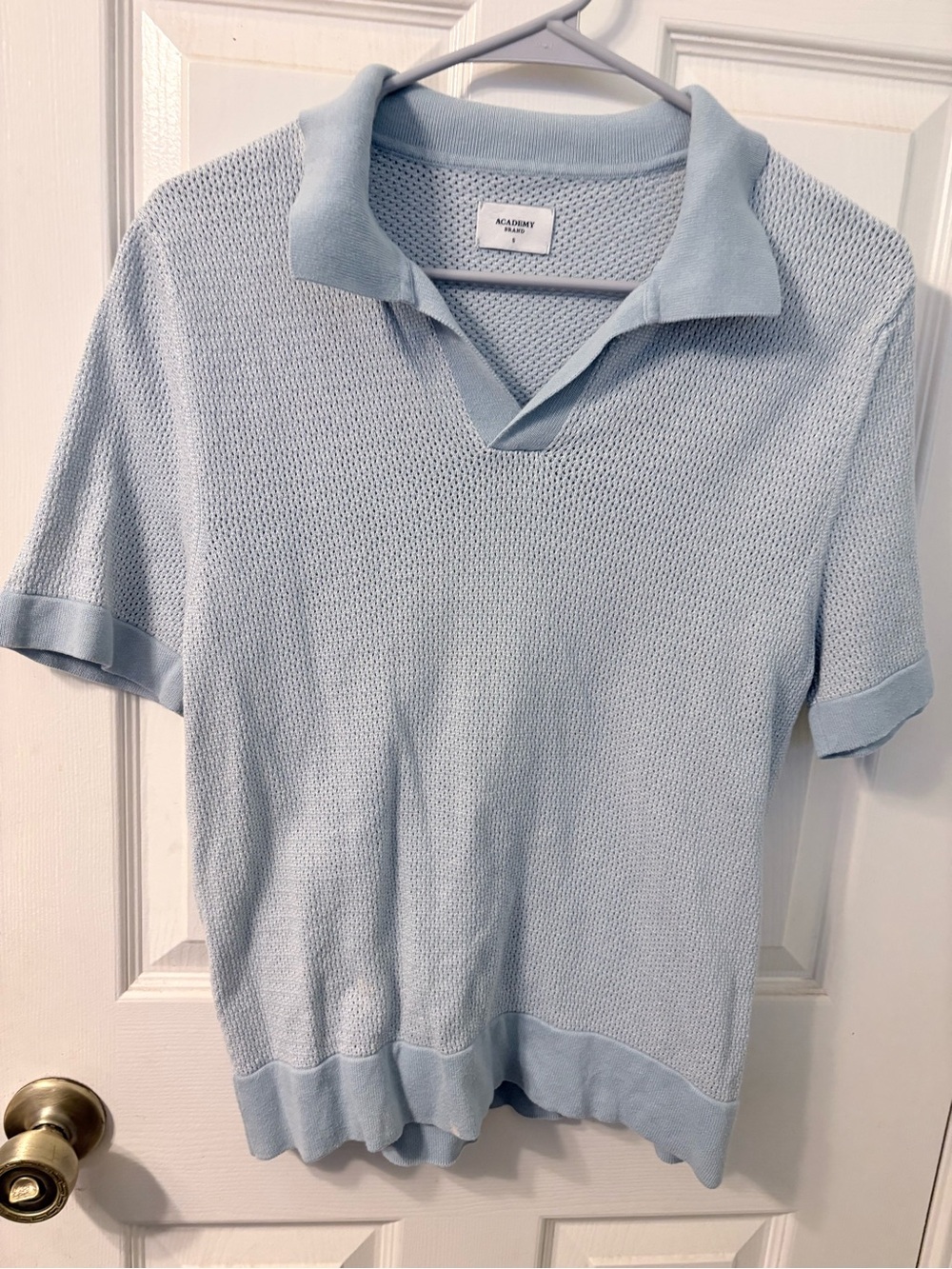 Academy Brand Pale Blue Knit Polo for Men